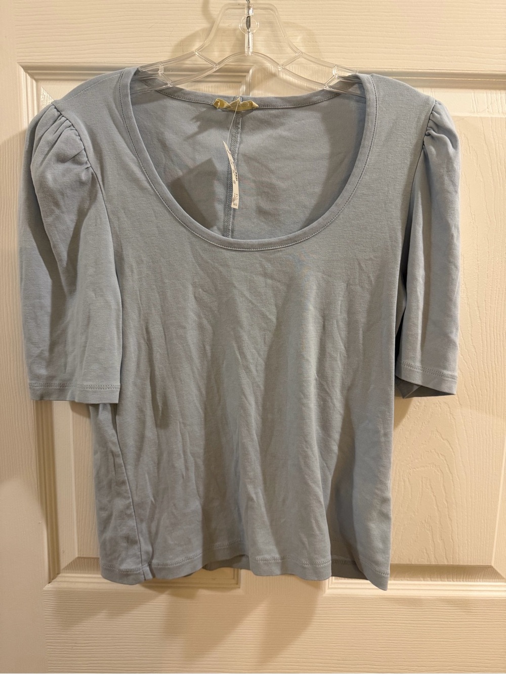 Madewell Light Blue Scoop-Neck Puff Sleeve Tee